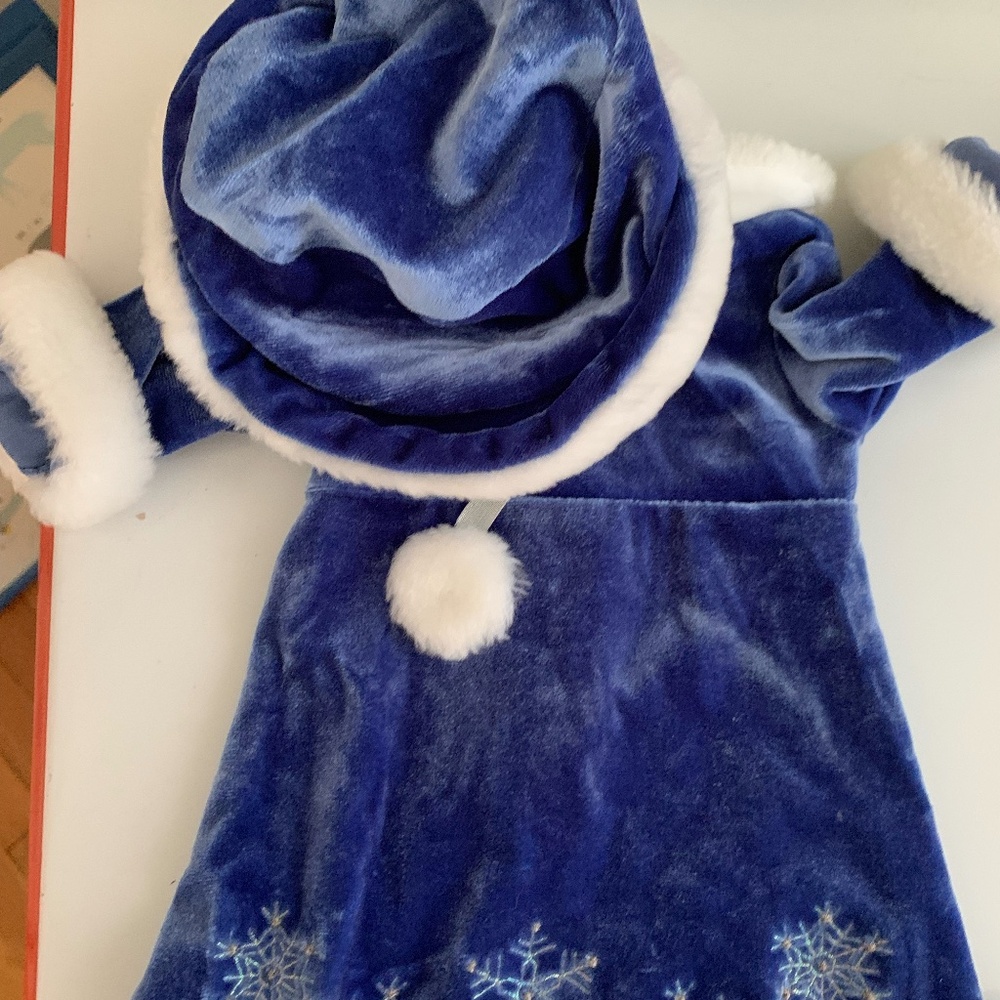 American Girl Bitty Baby "SILVER BELLS" Set - Blue Velour Dress & Hat *Only*